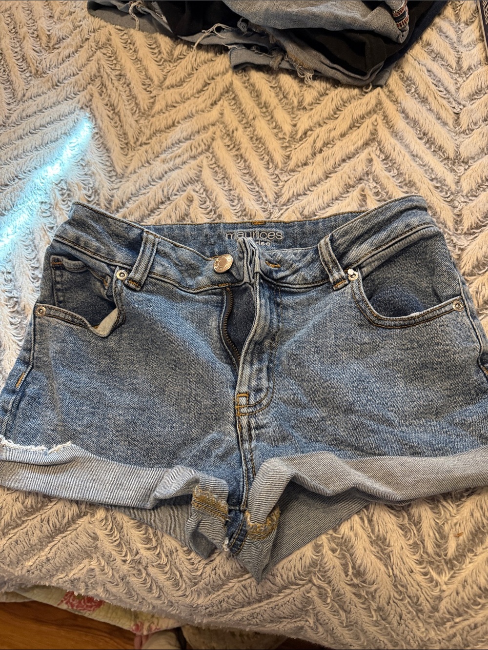 Maurices Light Blue Cuffed Denim Shorts